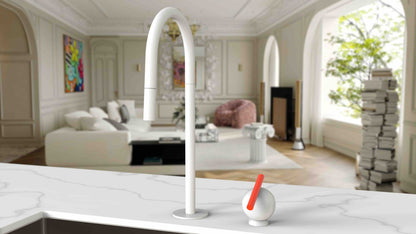 Baril Marie C35 kitchen faucet and M35 handle shown together; each sold separately