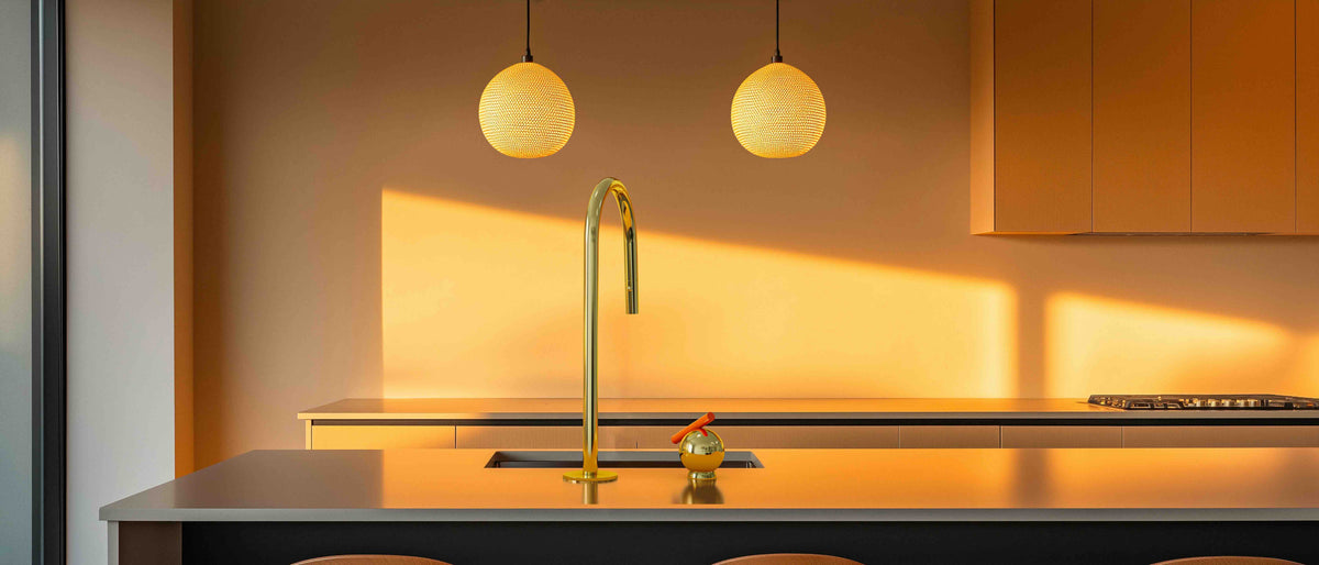 Baril Marie C35 kitchen faucet and M35 handle shown together; each sold separately
