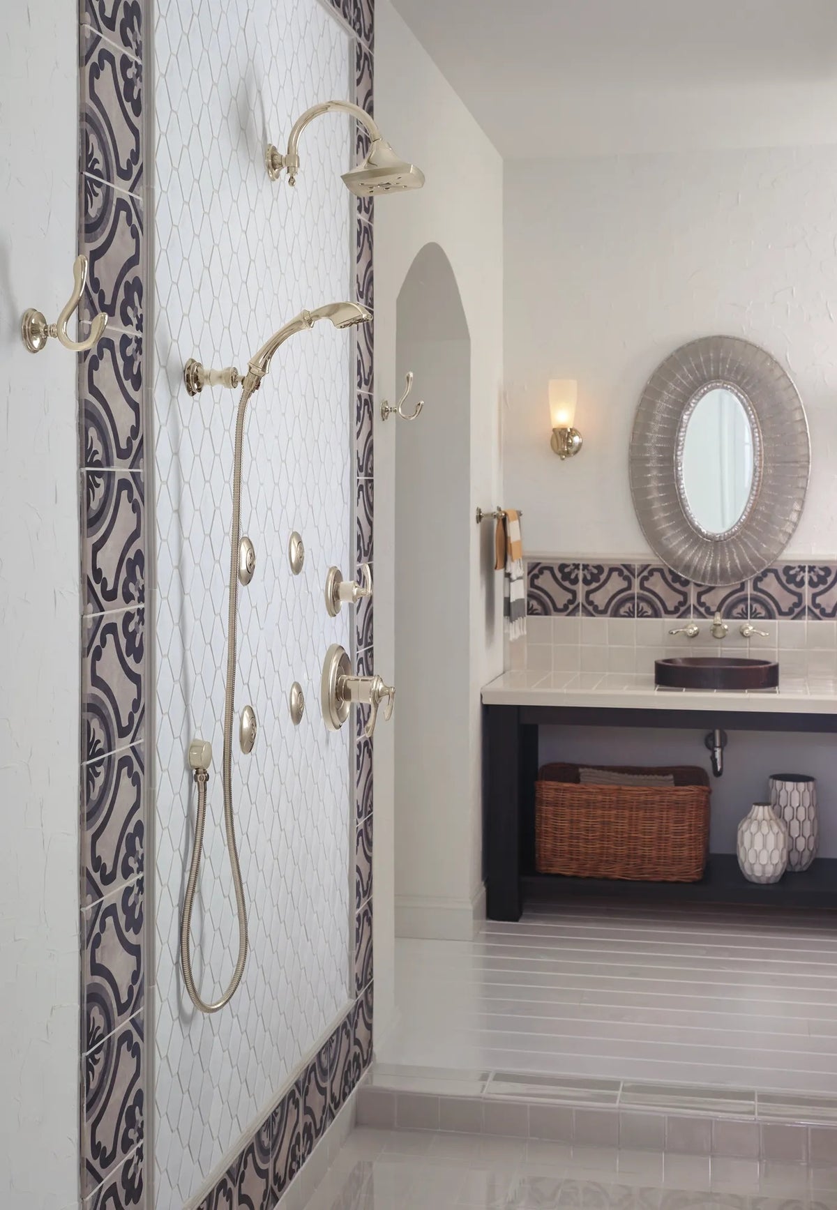 Brizo T70385 PN, installation inspiration; additional fixtures and separately required components shown are sold separately.