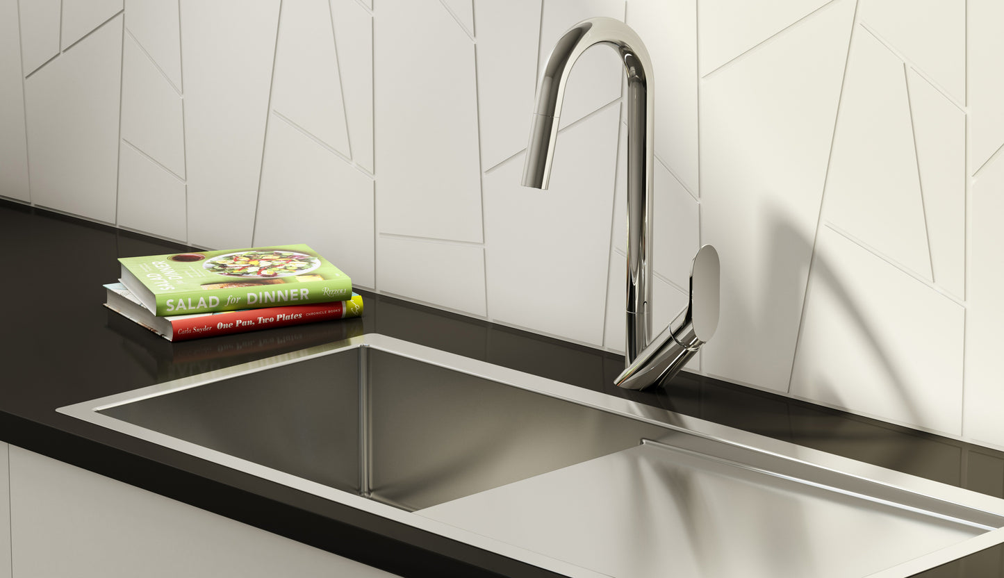 Baril Angle Single-Hole Kitchen Faucet With 2-Function Pull-Down Spray - CUI-1940-02L