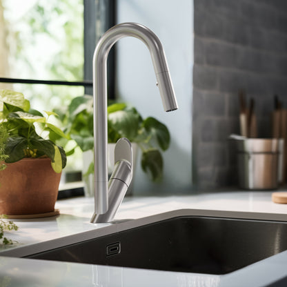 Baril Angle Single-Hole Kitchen Faucet With 2-Function Pull-Down Spray - CUI-1940-02L