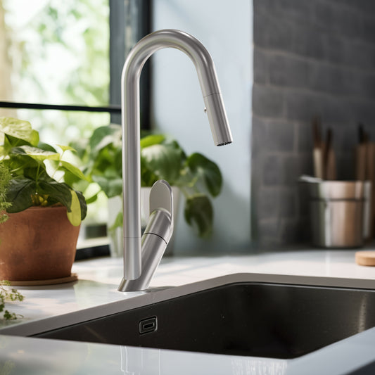 Baril Angle Single-Hole Kitchen Faucet With 2-Function Pull-Down Spray - CUI-1940-02L