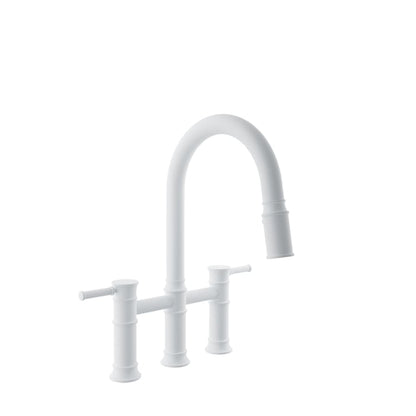 Baril Villa Bridge Kitchen Faucet - White