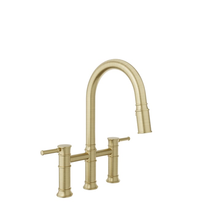 Baril Villa Bridge Kitchen Faucet - Satin Brass
