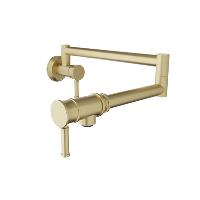 Baril Villa Wall-Mounted Pot Filler - Satin Brass