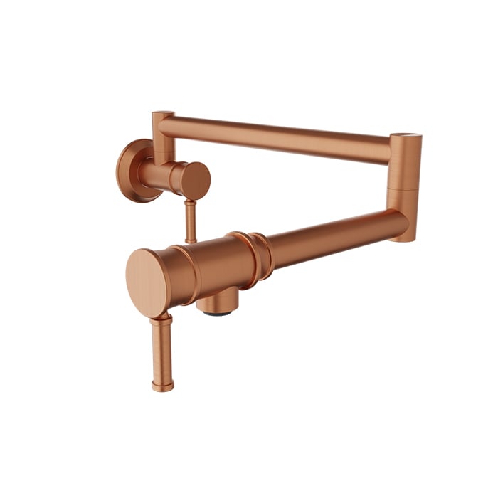 Baril Villa Wall-Mounted Pot Filler - Satin Copper