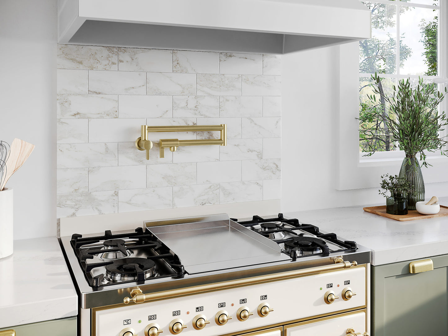 Baril Arte Single-Hole Wall-Mounted Pot Filler With Two Handles - CUI-4293-00L