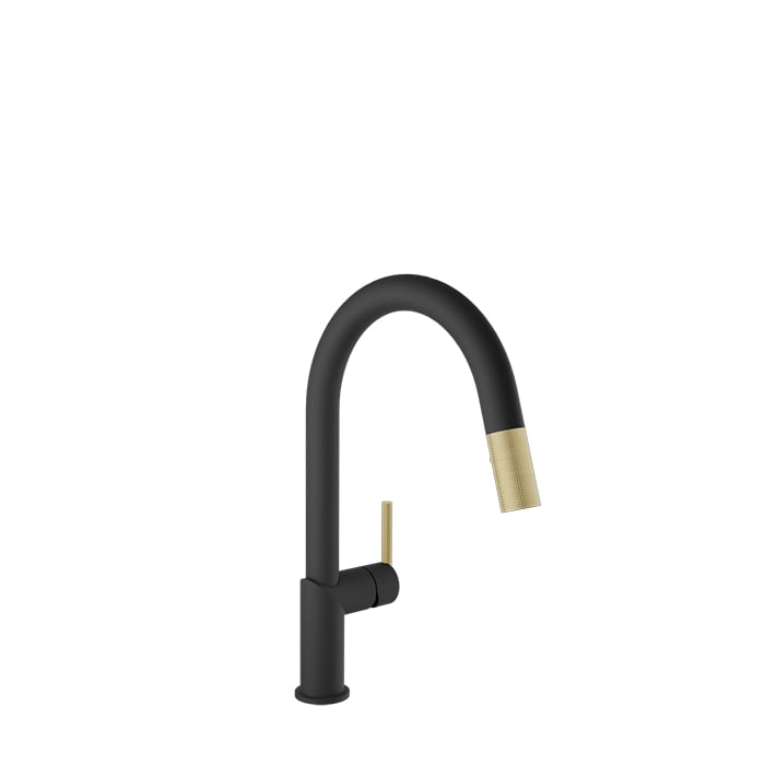 Baril Vision Two-Tone Kitchen Faucet - Matte Black / Satin Brass