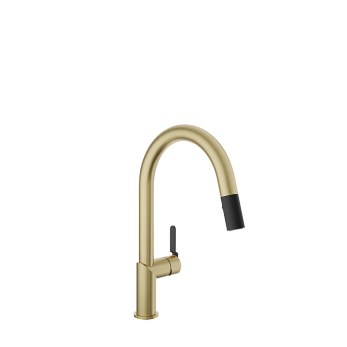 Baril Vision Two-Tone Kitchen Faucet - Satin Brass / Matte Black