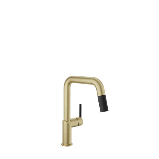 Baril Vision Two-Tone Single-Hole Kitchen Faucet With 2-Function Pull-Down Spray - CUI-9250-22L - Satin Brass / Matte Black