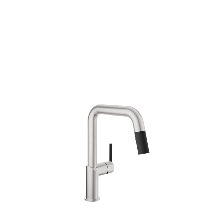 Baril Vision Two-Tone Single-Hole Kitchen Faucet With 2-Function Pull-Down Spray - CUI-9250-22L - Stainless Steel / Matte Black