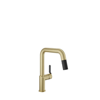 Baril Vision Two-Tone Single-Hole Kitchen Faucet With 2-Function Pull-Down Spray - CUI-9250-32L - Satin Brass / Matte Black