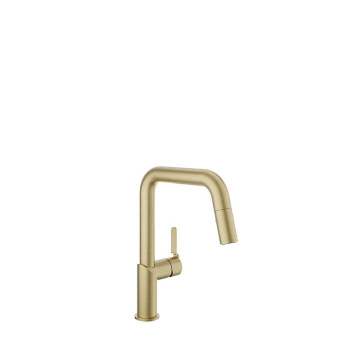 Baril Vision Two-Tone Single-Hole Kitchen Faucet With 2-Function Pull-Down Spray - CUI-9250-32L - Satin Brass