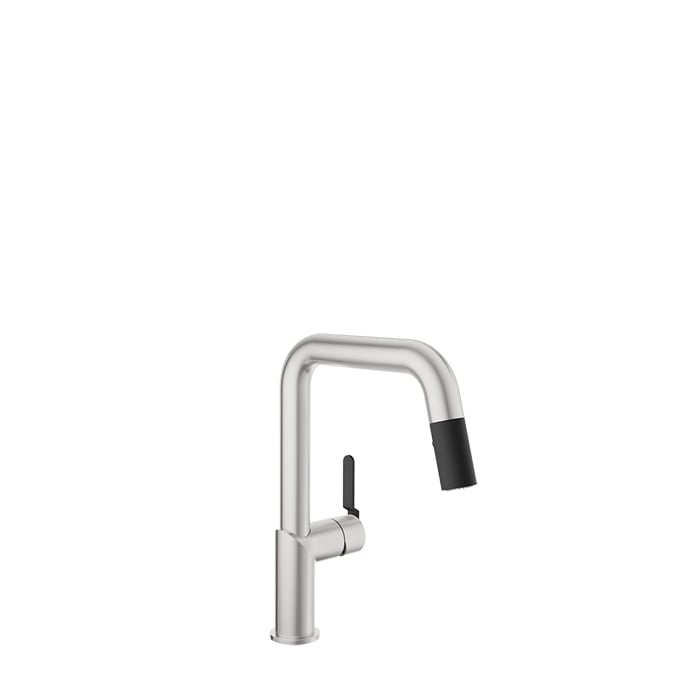 Baril Vision Two-Tone Single-Hole Kitchen Faucet With 2-Function Pull-Down Spray - CUI-9250-32L - Stainless Steel / Matte Black
