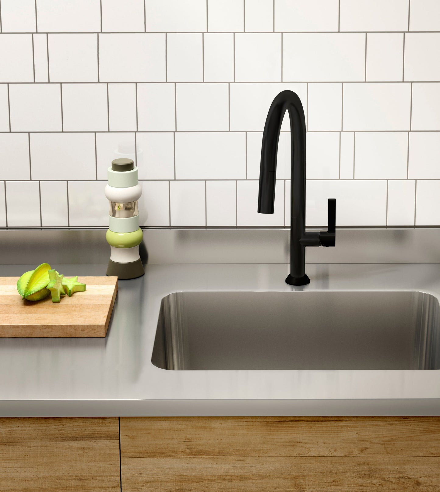 Baril Arte 16.5" High Single-Hole Kitchen Faucet With 2-Function Pull-Down Spray - CUI-9340-02L