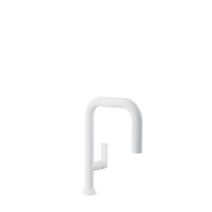 Baril Arte Single-Hole Bar / Prep Kitchen Faucet With 2-Function Pull-Down Spray - CUI-9352-02L - White