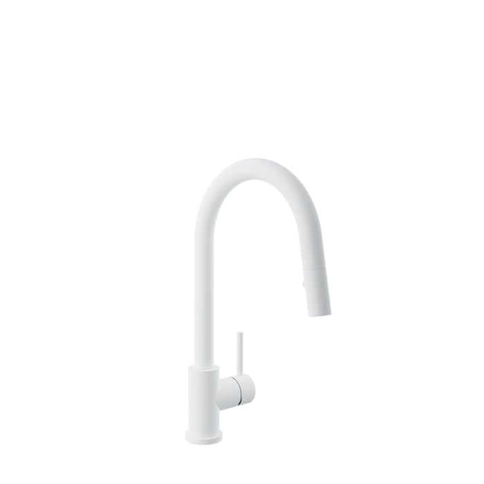 Baril Unick Single-Hole Kitchen Faucet With Side Lever And 2-Function Pull-Down Spray - CUI-9540-35L - White