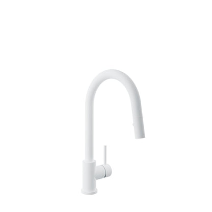 Baril Unick Single-Hole Kitchen Faucet With Side Lever And 2-Function Pull-Down Spray - CUI-9540-35L - White