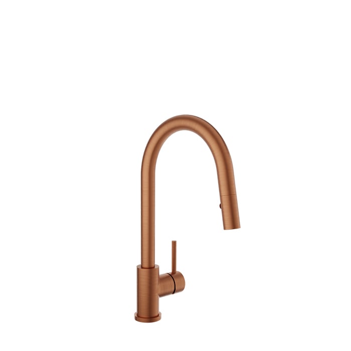 Baril Unick Single-Hole Kitchen Faucet With Side Lever And 2-Function Pull-Down Spray - CUI-9540-35L - Satin Copper