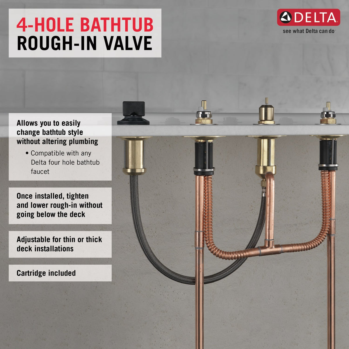 Delta Roughin Plug Delta Flexible Rough-In For 4-Hole Roman Tub Faucet (Copper Connection ...