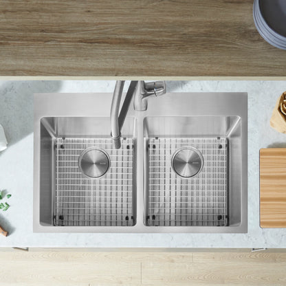 Évier de cuisine Blanco Quatrus R15 double à poser en acier inoxydable