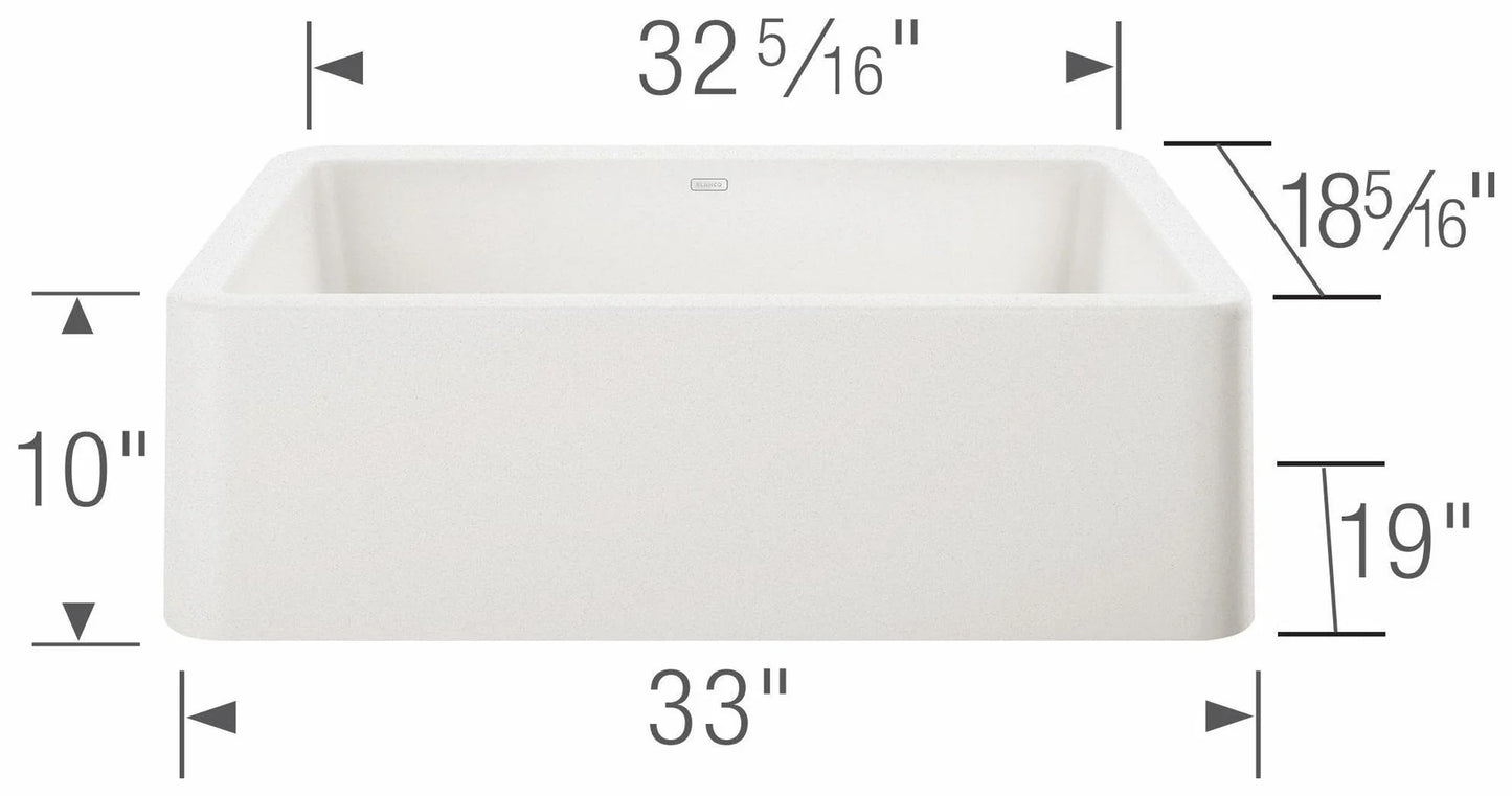Blanco Ikon 33 Single Bowl Undermount Apron Front Silgranit Kitchen Sink