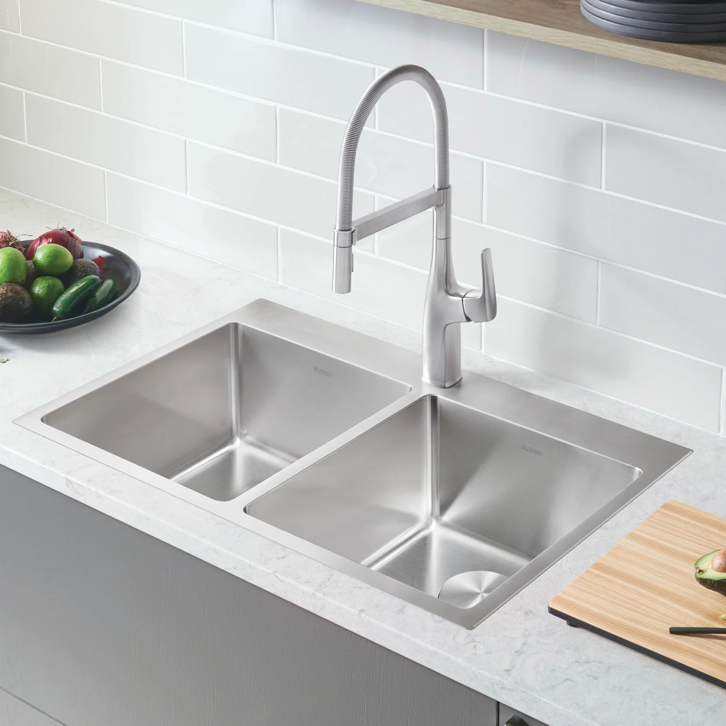 Évier de cuisine Blanco Quatrus R15 double à poser en acier inoxydable
