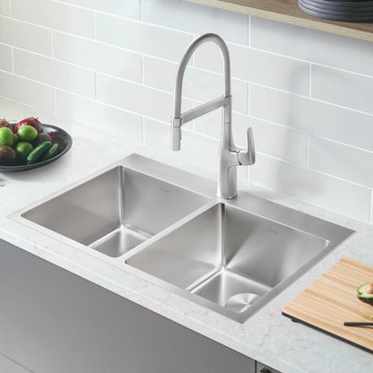 Évier de cuisine Blanco Quatrus R15 double à poser en acier inoxydable