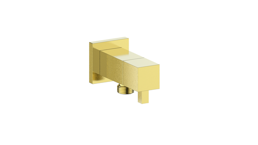 Vogt Square Brass Elbow Connector with Shut-Off EC.01.02 in Brushed Gold