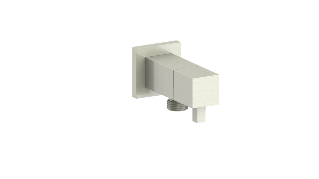Vogt Square Brass Elbow Connector with Shut-Off EC.01.02 in Brushed Nickel