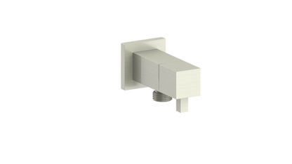 Vogt Square Brass Elbow Connector with Shut-Off EC.01.02 in Brushed Nickel