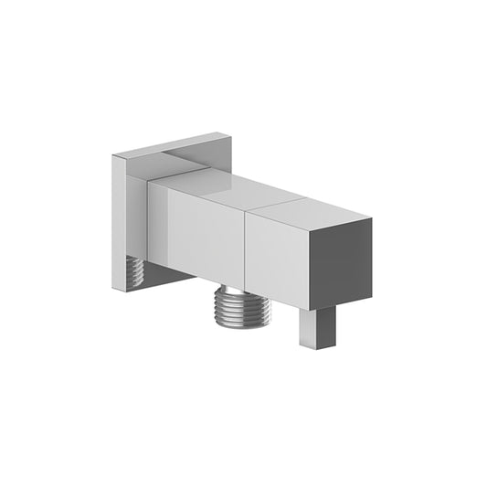 Vogt Square Brass Elbow Connector with Shut-Off EC.01.02 in Polished Chrome