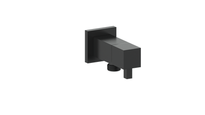 Vogt Square Brass Elbow Connector with Shut-Off EC.01.02 in Matte Black