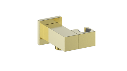 Vogt Square Elbow Connector with Hand Shower Holder EC.01.03 in Brushed Gold
