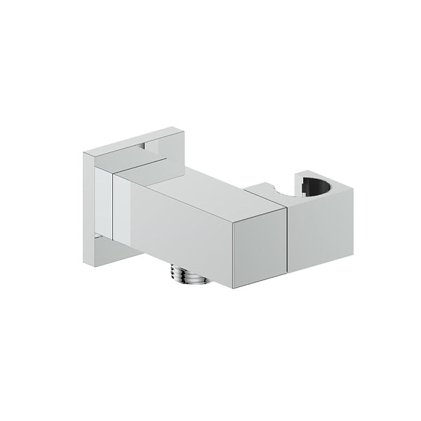 Vogt Square Elbow Connector with Hand Shower Holder EC.01.03 in Polished Chrome