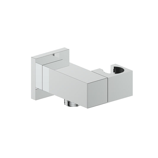 Vogt Square Elbow Connector with Hand Shower Holder EC.01.03 in Polished Chrome