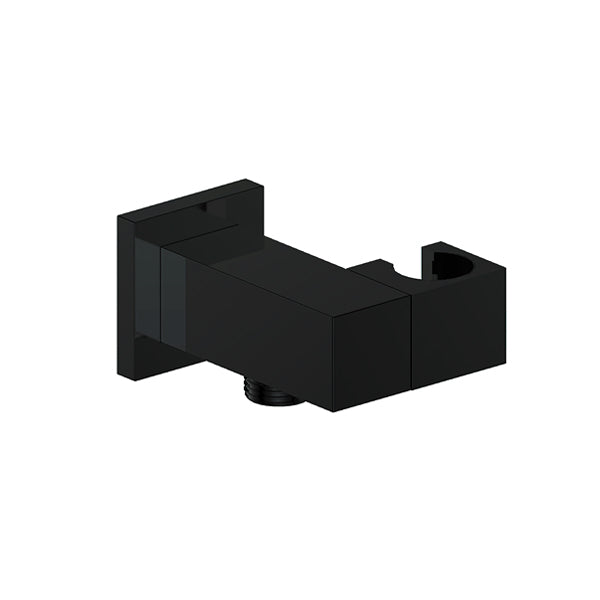 Vogt Square Elbow Connector with Hand Shower Holder EC.01.03 in Matte Black
