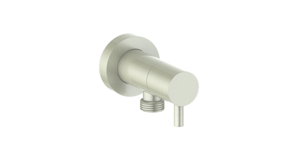 Vogt Round Brass Elbow Connector with Shut-Off EC.02.02 in Brushed Nickel