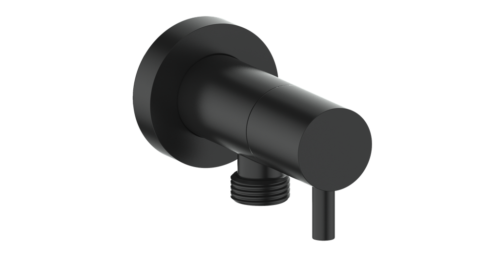 Vogt Round Brass Elbow Connector with Shut-Off EC.02.02 in Matte Black