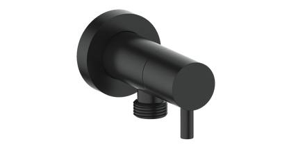 Vogt Round Brass Elbow Connector with Shut-Off EC.02.02 in Matte Black