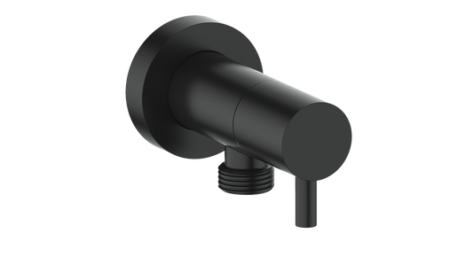 Vogt Round Brass Elbow Connector with Shut-Off EC.02.02 in Matte Black