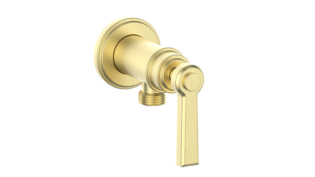 Vogt Zehn Elbow Connector with Shut-Off, Lever Handle - Brushed Gold (EC.Z1.02.BG)