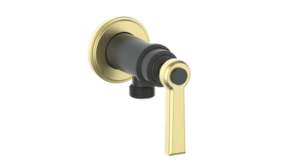 Vogt Zehn Elbow Connector with Shut-Off, Lever Handle - Brushed Gold / Matte Black (EC.Z1.02.BGB)