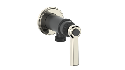 Vogt Zehn Elbow Connector with Shut-Off, Lever Handle - Polished Nickel / Matte Black (EC.Z1.02.PB)