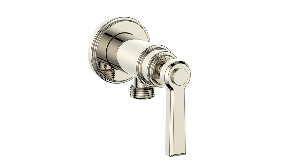 Vogt Zehn Elbow Connector with Shut-Off, Lever Handle - Polished Nickel (EC.Z1.02.PN)