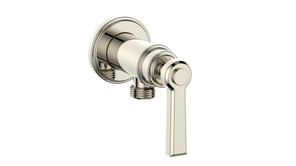 Vogt Zehn Elbow Connector with Shut-Off, Lever Handle - Polished Nickel (EC.Z1.02.PN)