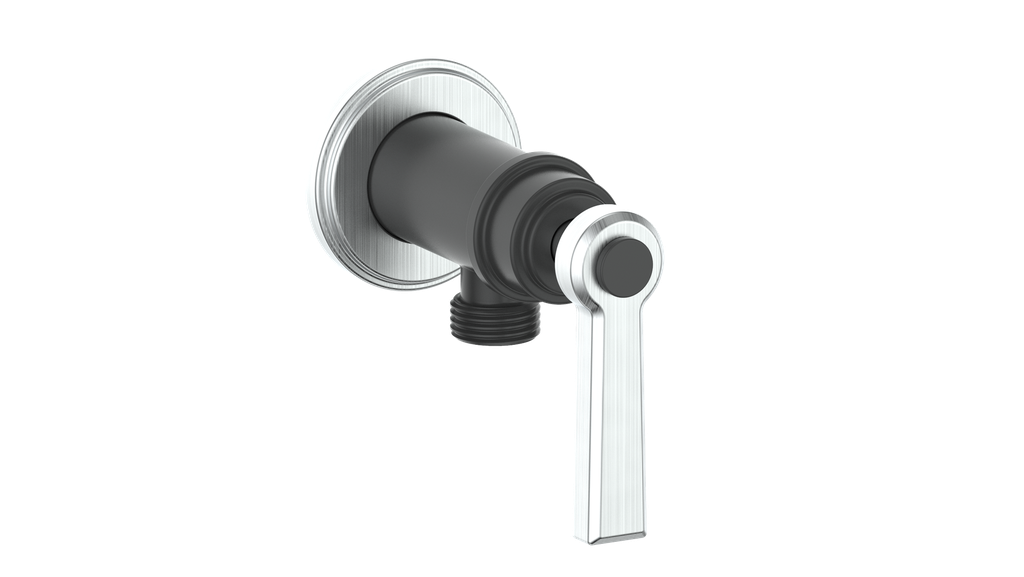 Vogt Zehn Elbow Connector with Shut-Off, Lever Handle - Stainless Steel / Matte Black (EC.Z1.02.SB)