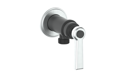Vogt Zehn Elbow Connector with Shut-Off, Lever Handle - Stainless Steel / Matte Black (EC.Z1.02.SB)