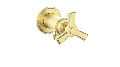 Vogt Zehn Elbow Connector with Shut-Off, 3-Spoke Handle - Brushed Gold (EC.Z3.02.BG)