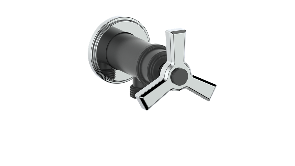 Vogt Zehn Elbow Connector with Shut-Off, 3-Spoke Handle - Chrome / Matte Black (EC.Z3.02.CB)